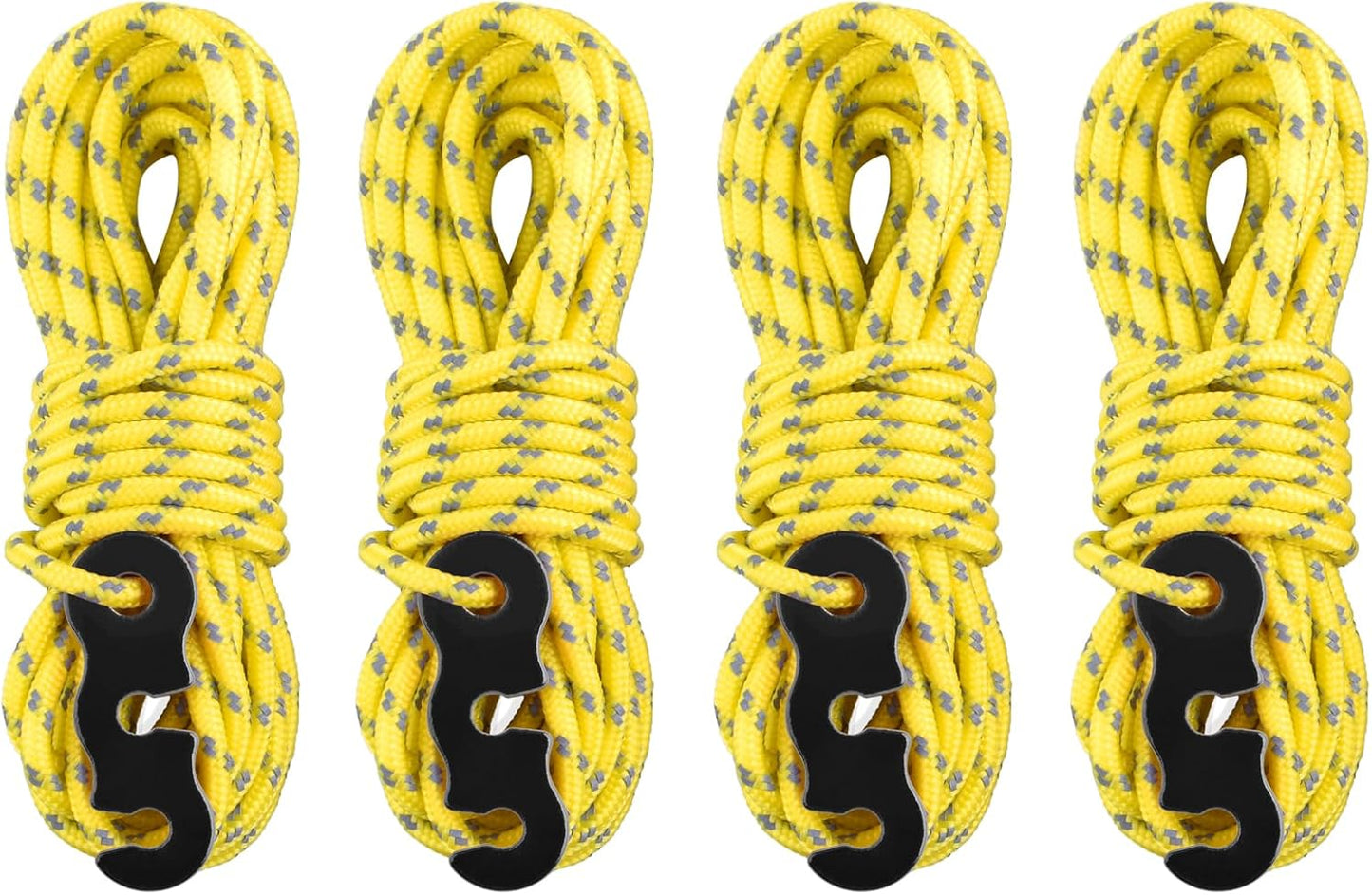 TRIWONDER Reflective Guyline, Tent Cord Nylon Paracord Rope with Guyline Adjuster for Camping Tent, Outdoor Packaging (Black - 4 Pack)