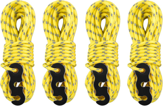 TRIWONDER Reflective Guyline, Tent Cord Nylon Paracord Rope with Guyline Adjuster for Camping Tent, Outdoor Packaging (Black - 4 Pack)