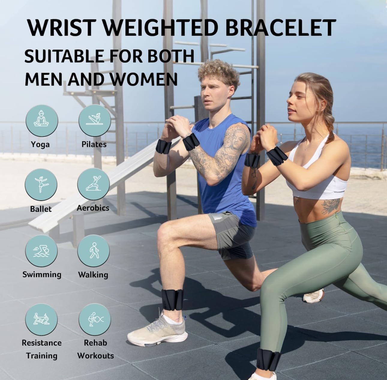 Adjustable Silicone Wrist & Ankle Weights-Set of 2(1 lb Each)-Comfortable & Stylish Arm Or Leg Weights For Women And Men-Ideal For Running, Walking, Yoga, Pilates, Barre, Home Workouts