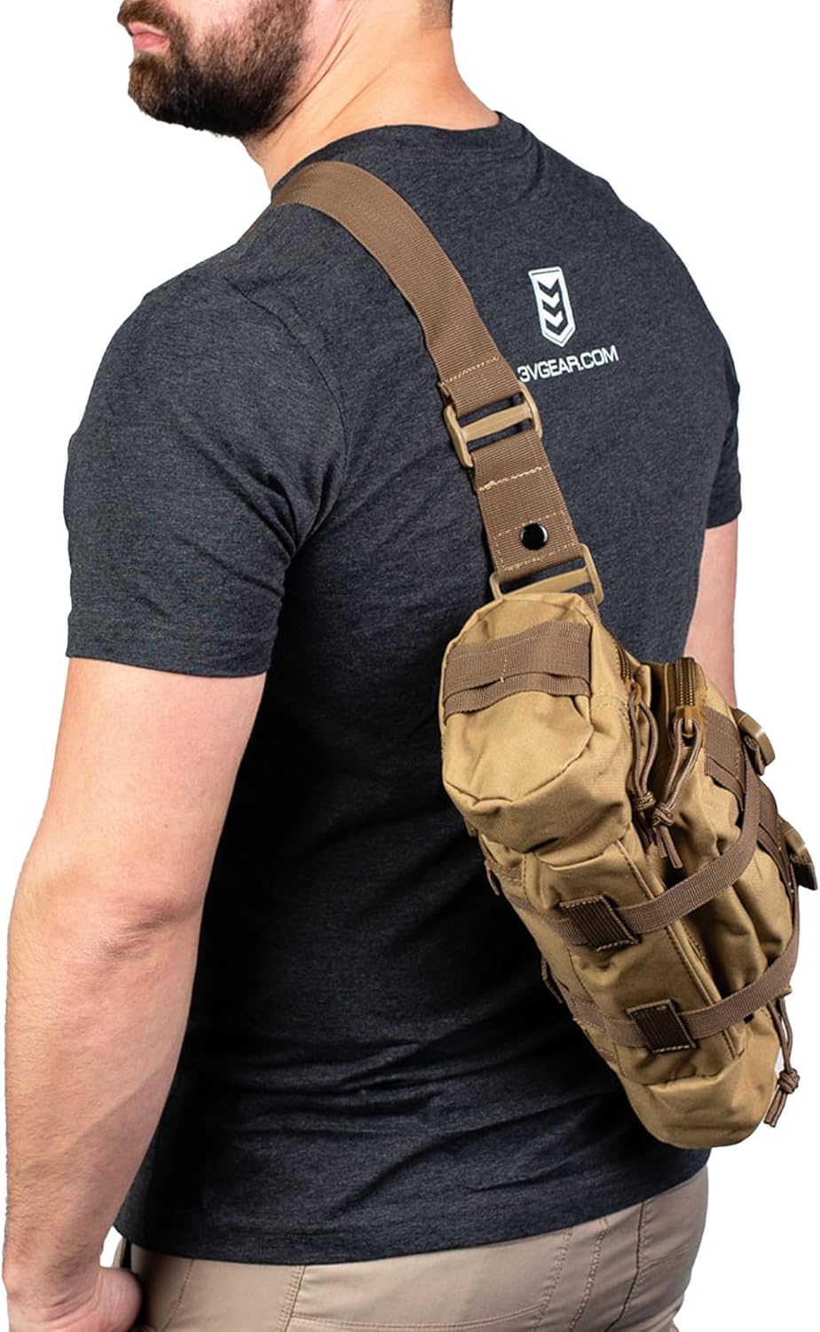 3VGEAR Rapid Deployment Accessory Sling Pack - Tactical Sling Bag for Men and Women, Cross Body or Shoulder EDC Bag - Coyote Tan