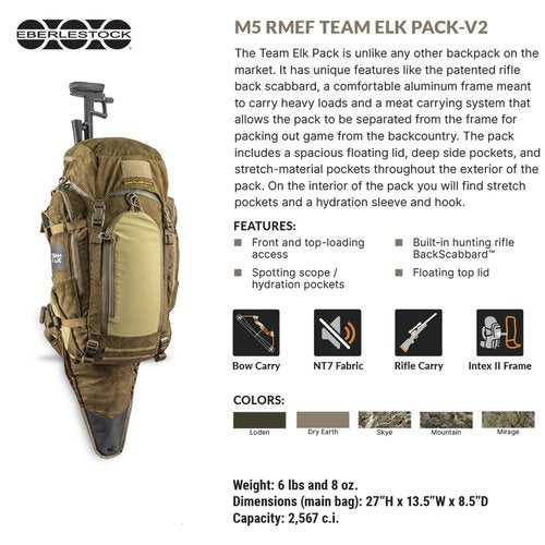 Eberlestock M5 RMEF Team Elk Pack V2 – All-Around Hunting Pack - Loden