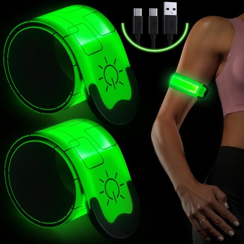 ocuvaep LED Armband for Running (2 Pack), Light Up Armbands Rechargeable, Running Lights, High Visibility Reflective Running Gear for Running Walking Cycling