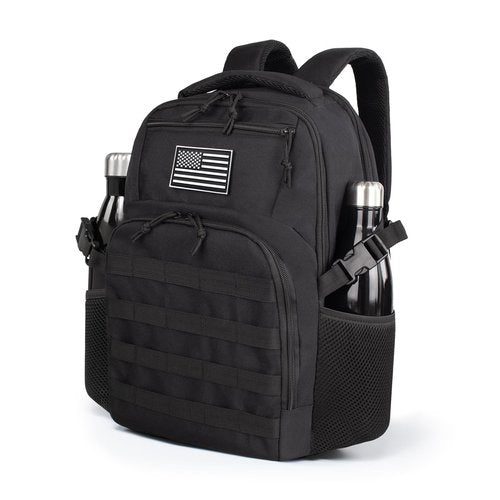 TBNBO Military Tactical Backpack for Travel Hiking,Black Backpack for Men with Bottle Holder, 30L Small Laptop Backpack for Work, Men's Assault Bag Back Pack