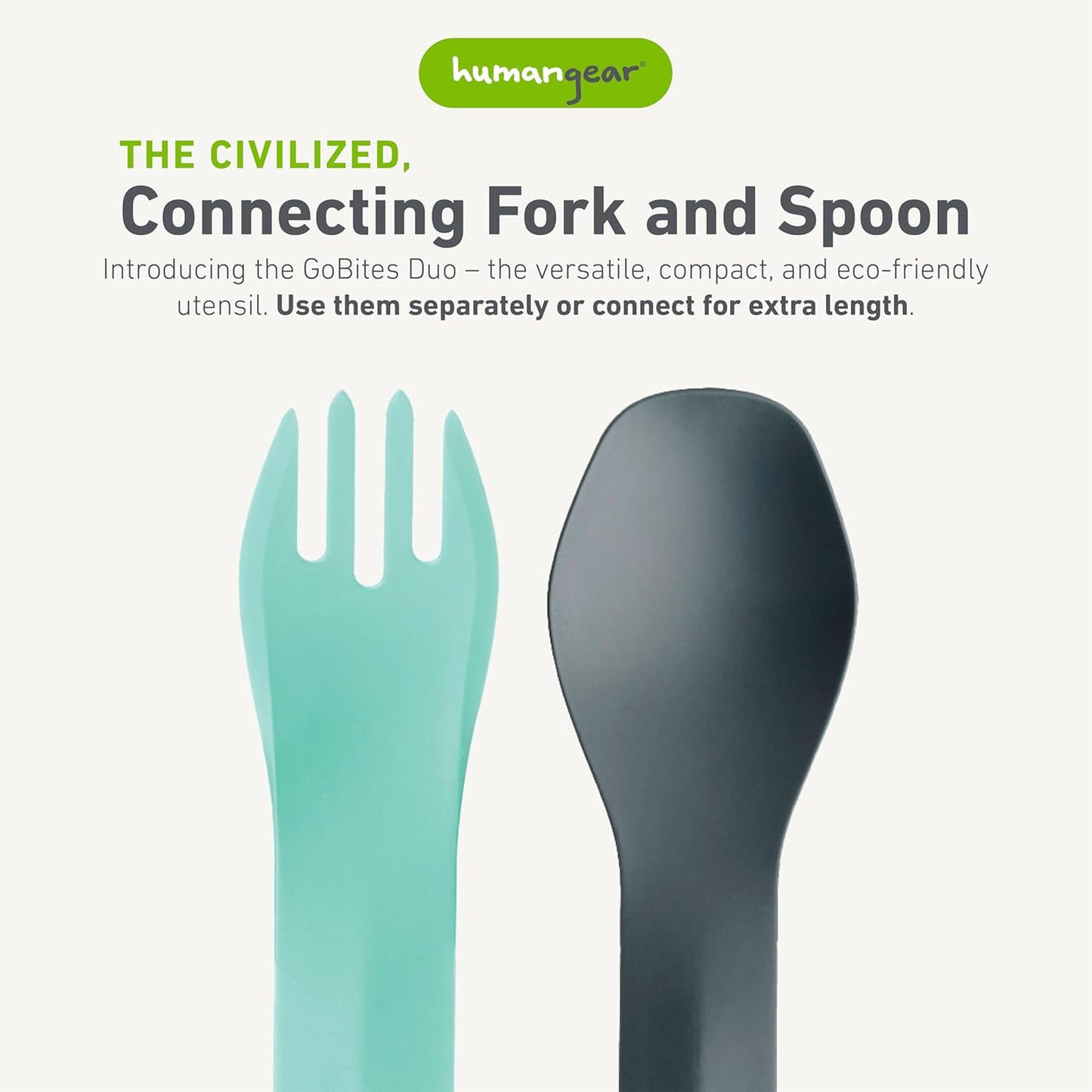 GoBites Duo Portable Silverware Set - Full Size Fork & Spoon, BPA-Free Travel Utensils
