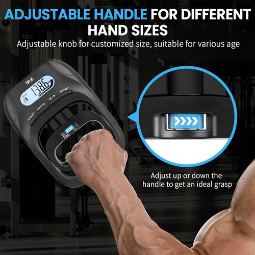 TIPRE 396lbs/180kg Grip Strength Tester, Hand grip Dynamometer, Digital Grip Strength Tester with LCD Display, Adjustable Hand Grip Training Gauge, Hand Exercisers for Sports Home School Use - Black
