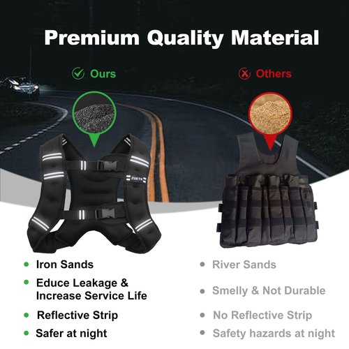 ZUETK Weighted Vest, 6lb/8lb/12lb/16lb/20lb/25lb/30lb Weight Vest with Reflective Stripe, Weighted Vest for Men Women Workout Equipment for Strength Training, Running, Jogging, Fitness, Weight Loss