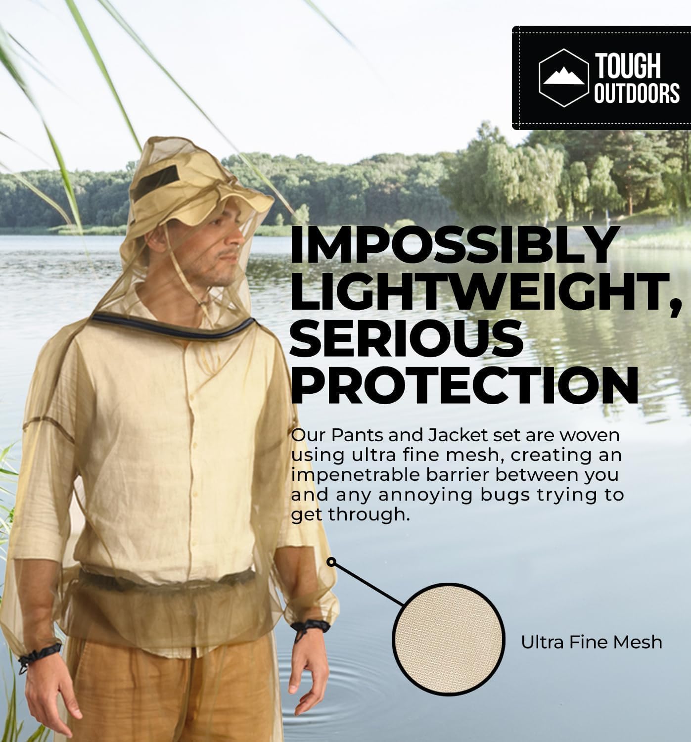 Tough Outfitters Mosquito Suit Jacket & Pants - Mosquito Repellent Clothing for Men & Women - Insect, Bug Proof Net Mesh Suit for Gardening & Outdoor - from Flies, Tick, Gnats - Large