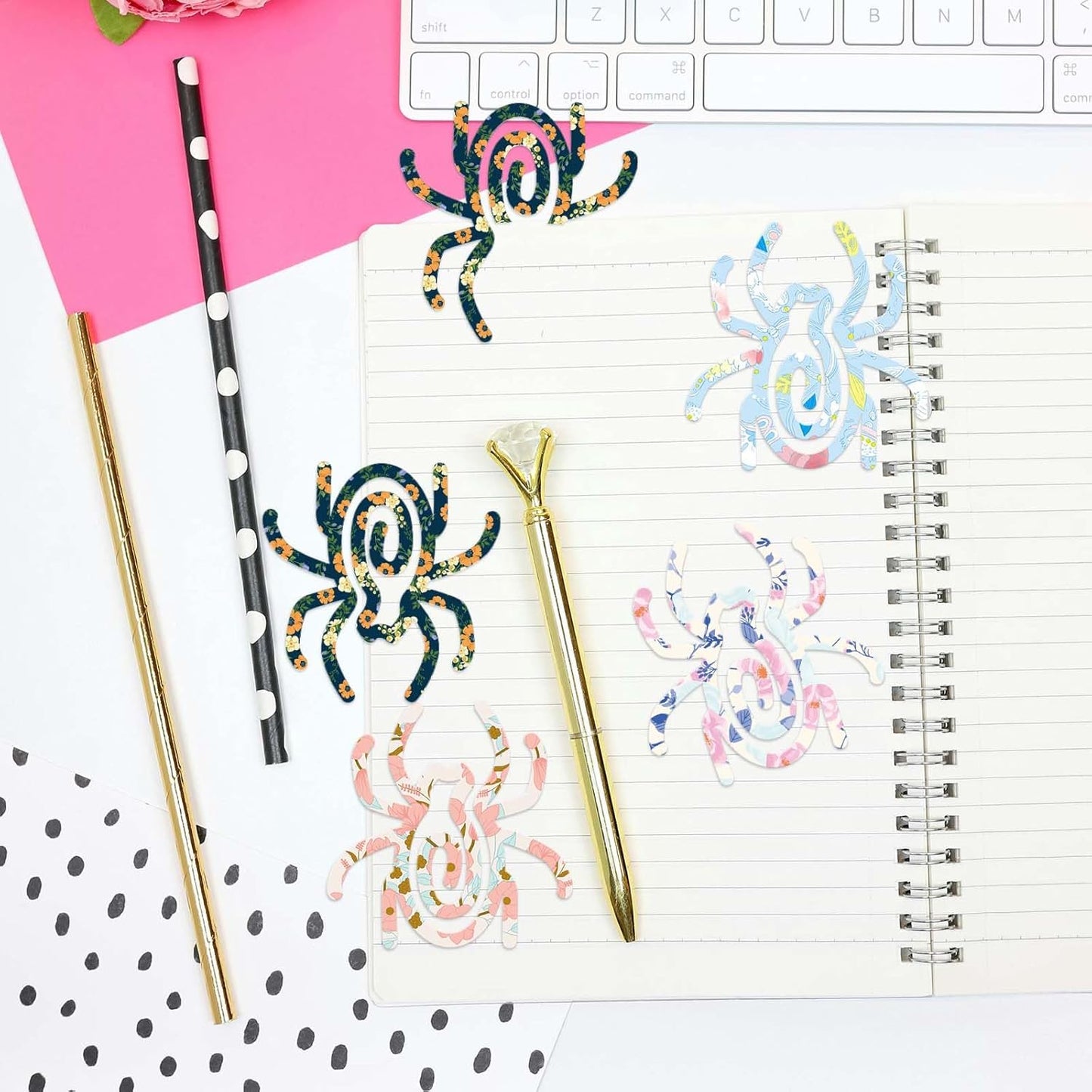 5pcs Giant Sublimation Blanks Acrylic Paper Clips, 3.15x3in Jumbo Funny Spider Shape Heat Transfer Paperclips DIY Prank Gifts Sublimation Bookmark Fasteners for Office School Home Teacher Use