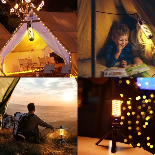 SHWKMOPPE Rechargeable Camping Lantern LED Tent Lights Bright Flashlight 3 Lights Modes IP44 Waterproof for Hurricane Emergency,Hiking,Camping,Backpacking,Fishing