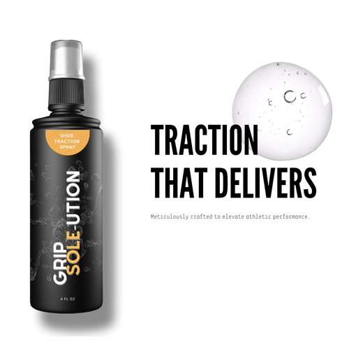 Grip Sole-ution Basketball Shoe Sole Grip Spray Spritz 4 oz - Protect Soles, Increase Traction, Cleans Rubber, Enhance Performance, Black