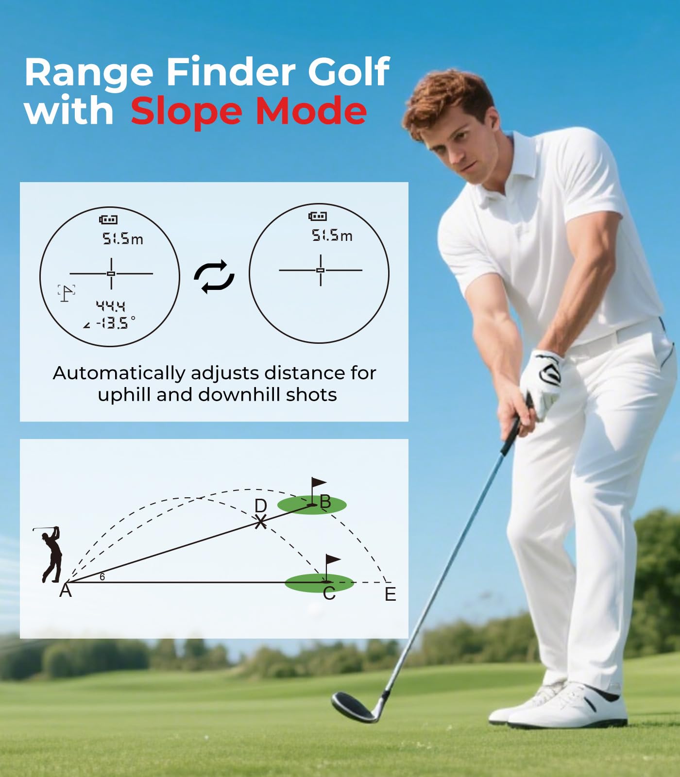 Golf Rangefinder with Magnetic - 1000 Yards Laser Range Finder with Slope Compensation & USB-C Rechargeable Battery for Golf