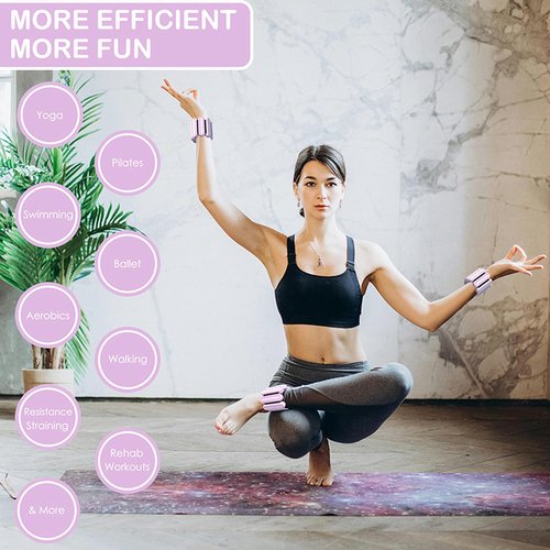 YUHUF-Adjustable Ankle & Wrist Weights, Set of 2（1.05Lbs Each),Wearable Waterproof Silicone Workout Weighted Arm & Leg Weights for Gym,Walking,Jogging,Aerobics,Training Strength,Yoga,Dance, Pilates