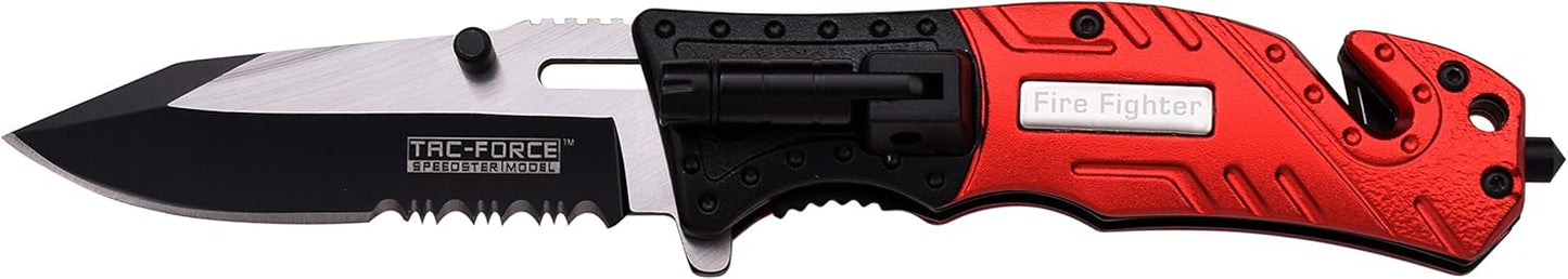 MTECH USA TAC Force TF-835 Series Spring Assist Folding Knife, Two-Tone Half-Serrated Blade, 4.5-Inch Closed