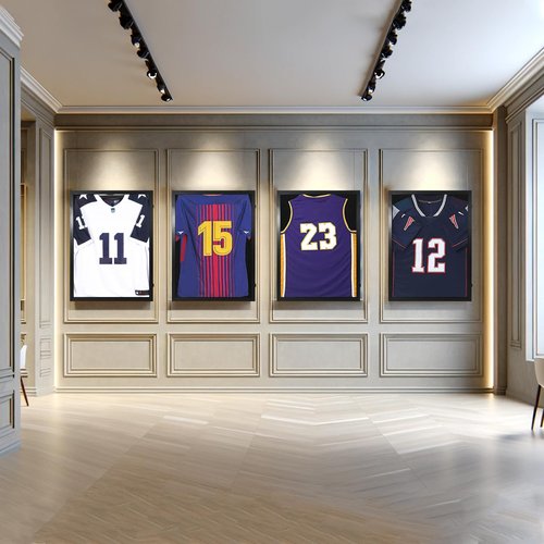CCDCC Jersey Frame Display Case 1 Pack - Large Sport Jersey Shadow Box with 98% UV Protection Acrylic and Hanger for Baseball Basketball Football Soccer Hockey Shirt and Uniform, Black Finish
