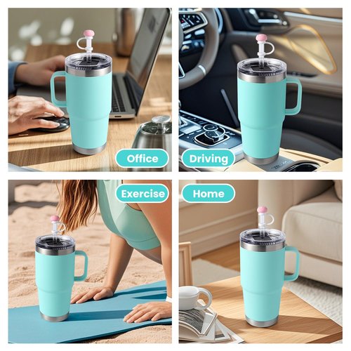 MITCHENIFY Silicone Straw Lid Accessories Set Compatible with YETI 30 oz Travel Mug, Convert Stronghold Lid to Straw Lid, Magnetic Slider Replacement, Including Straws, Spill Stoppers and Straw Covers