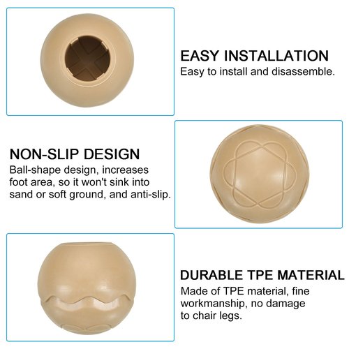 PATIKIL 0.55 Inch Chair Feet Replacement, 4 Pack TPE Outdoor Camping Chair Leg Tips Ball Cap Folding Chair Legs Floor Protectors Stability on Rugged Fit for 0.55"(14mm) Chair Feet, Beige