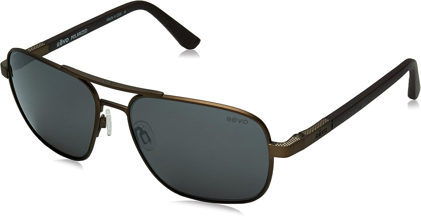 Polarized Rectangular Sunglasses - Revo Freeman RE 1012 02 GY, Brown/Graphite, 58mm