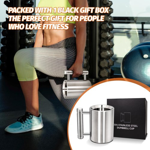 DITOSH 8kg 17.6lb Heavy Coffee Mug Challenge 304 Stainless Steel Dumbbell Cups Silver Overweight Sports Water Cup for Fitness Training Arm Strength Prank Gift Home Gym Workout Equipment 300ml 10.2oz