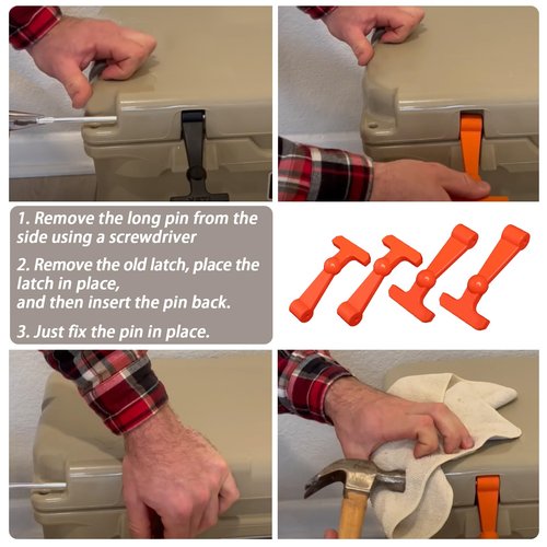 Ciuouient 4 Pack Upgrade Heavy Duty Cooler Latches Cooler Latches Replacement Compatible with YETI &RTIC Coolers (Orange)