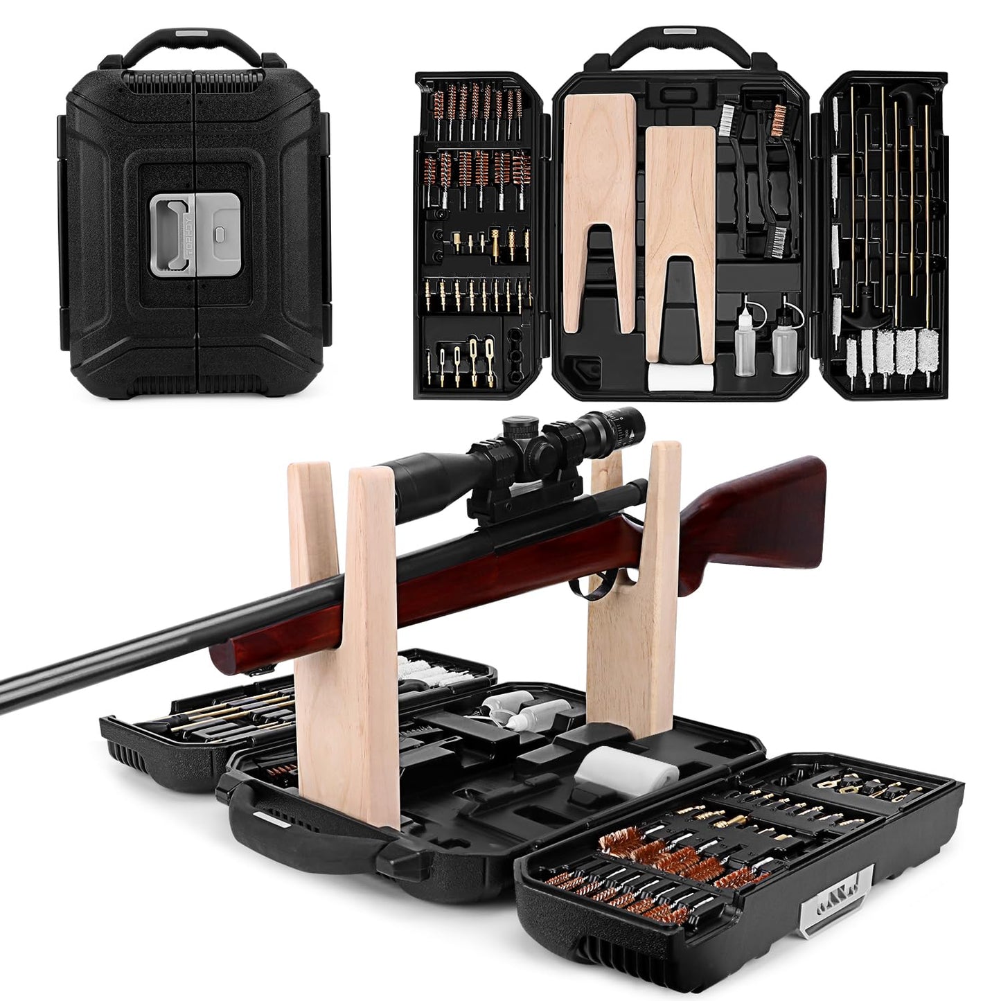 Universal Gun Cleaning Kit for All Caliber Compatible with Pistol Rifle Handgun Shotgun Hunting with Brass Rods and Cleaning Stand