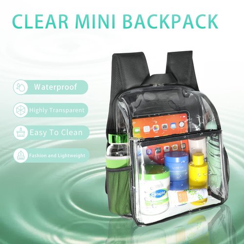 SPODEARS Clear Backpack for Stadium Events, Concerts & Travel - 12"x10" Transparent Backpack with Side Pockets, Adjustable Straps & Front Pocket