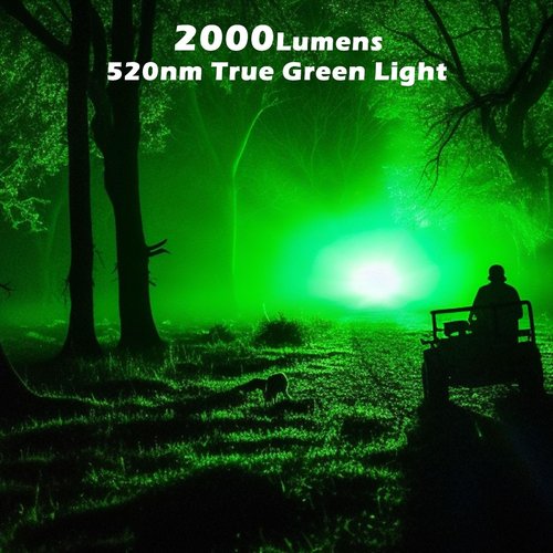 LUMENSHOOTER S20G Hunting Light, 2000Lumens Extremely Bright Predator Light Green Flashlight, Green Light for Hunting Deers, Coyotes, Coons, Hogs, Varmints