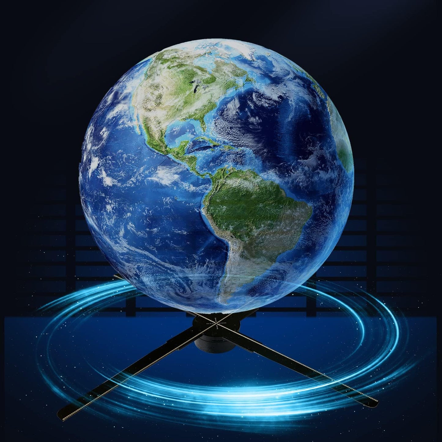 3D Hologram Fan, 45cm (17.7 In) 4-Blade HD LED Spinning Holographic Projector Display, Transparent Compact for Retail Advertising and Home Decor