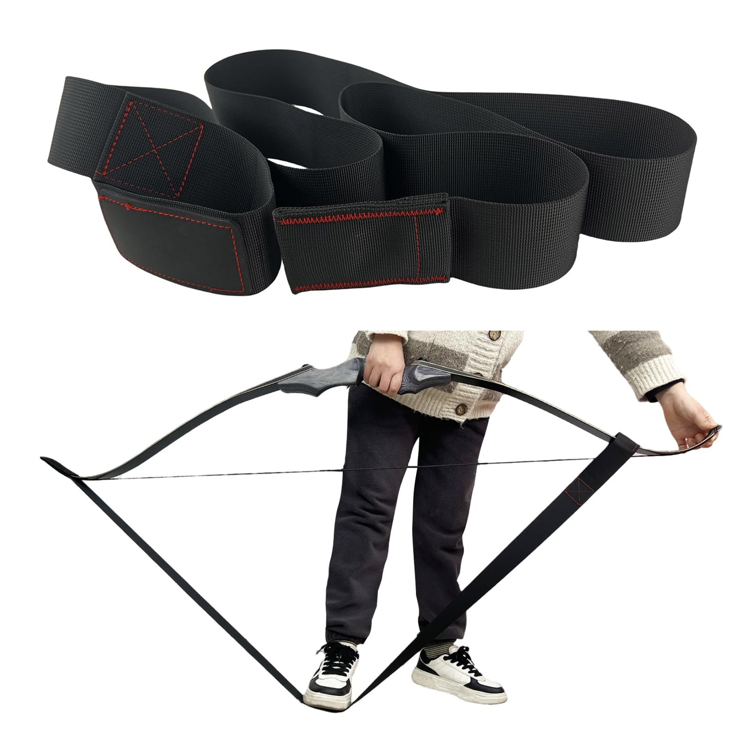 - QI HUO JU - Archery Recurve Bow Stringer Tool, Long Bow Stringer to Install Bow String Easily - Ideal Bow Stringers for Recurve Bow, Traditional, and Longbows Accessories (Black)