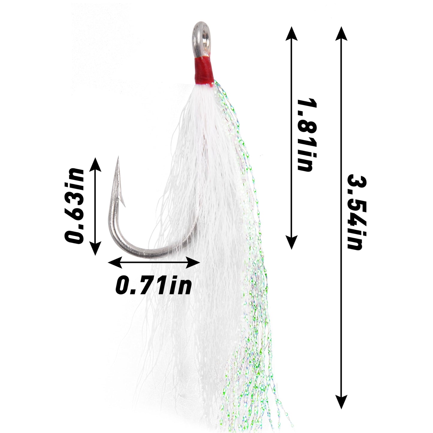 AGOOL Bucktail Teasers Fishing Hooks Saltwater Flounder Rig Stainless Steel Fishing Hooks Bucktail Mylar Teasers Inserted for Catfish Cod Flounder Hi/Lo Rig