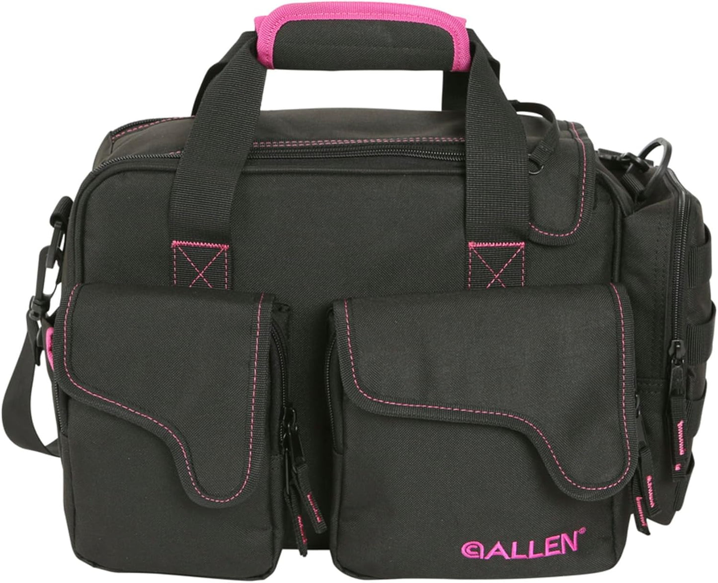 Allen Company Dolores Women's Compact Shooting Range Bag - Gun Storage Pouches for Handguns, Shooting Glasses, Gloves, Ear Protection, and Other Accessories - Black/Pink - 13" x 4.5"