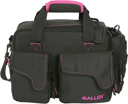 Allen Company Dolores Women's Compact Shooting Range Bag - Gun Storage Pouches for Handguns, Shooting Glasses, Gloves, Ear Protection, and Other Accessories - Black/Pink - 13" x 4.5"