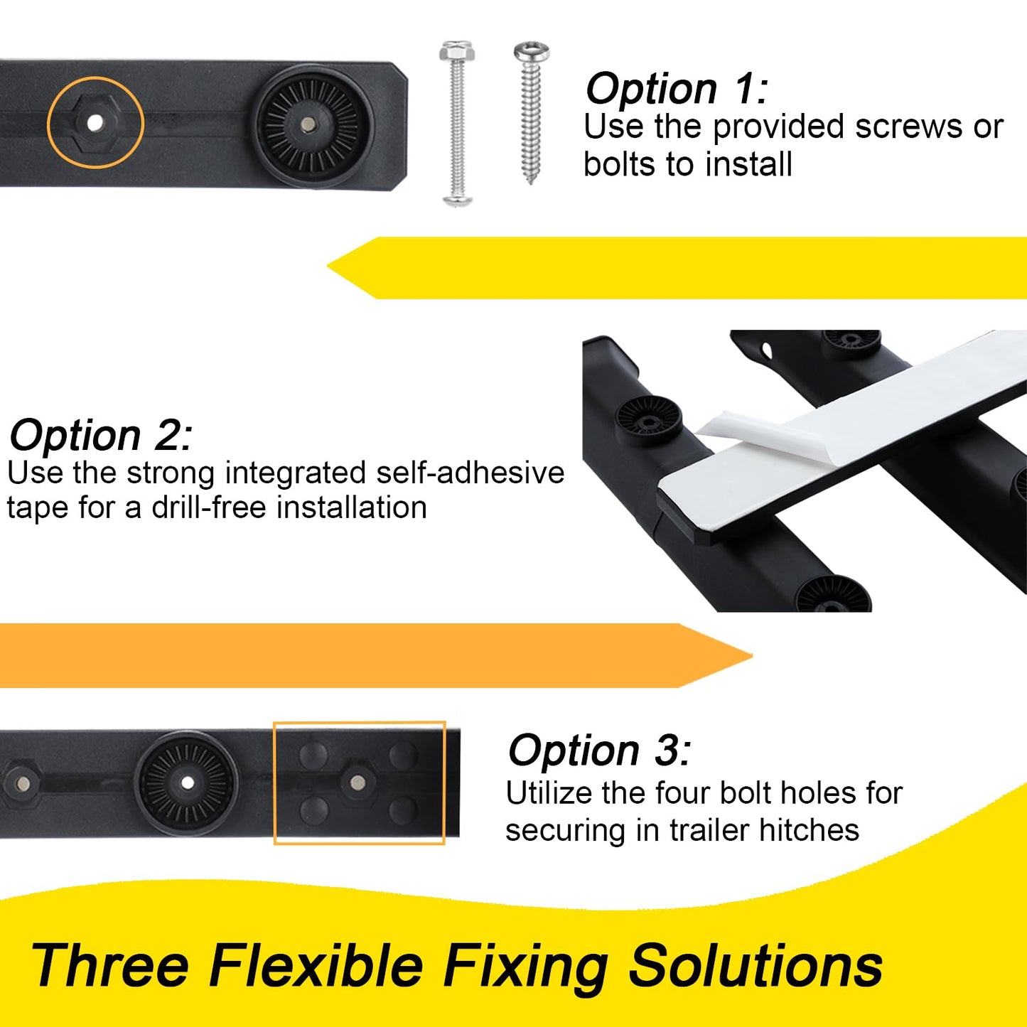 GearTrust 4-Tube Adjustable Fishing Rod Holder Bracket, Self-Adhesive Fishing Pole Holders for Garage Wall Mounted Fishing Rod Holders for Fishing Boat Wagon Golf Cart Crate Cooler ATV Trailer- Black