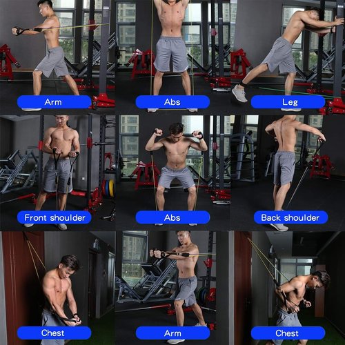 WHATAFIT Resistance Bands, Exercise Bands，Resistance Bands for Working Out, Work Out Bands with Handles for Men and Women Fitness, Strength Training Home Gym Equipment