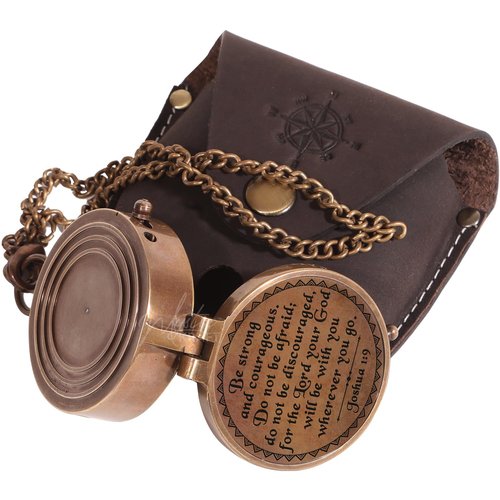 MYSTICKRAFT Be Strong - Joshua 1:9 Brass Pocket Compass, Baptism Gifts for Boys, Confirmation First Communion Gifts, Religious Christian Easter Gifts for Kids, Christmas