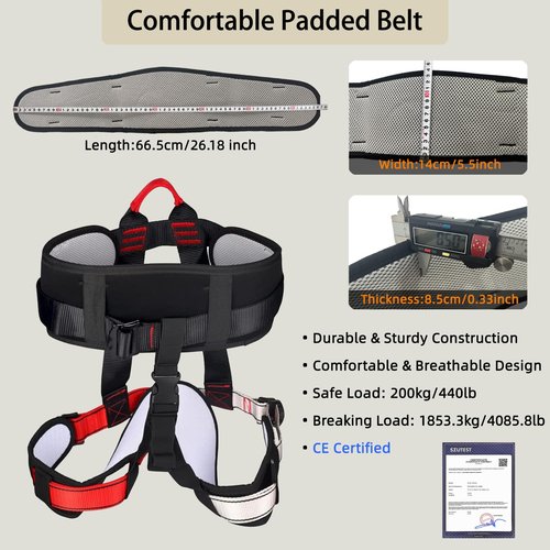PRIORMAN Adult Bungee Fitness Harness Adjustable Safety Belt/Back Support Size Guide Heavy-Duty Workout Equipment-No Cord