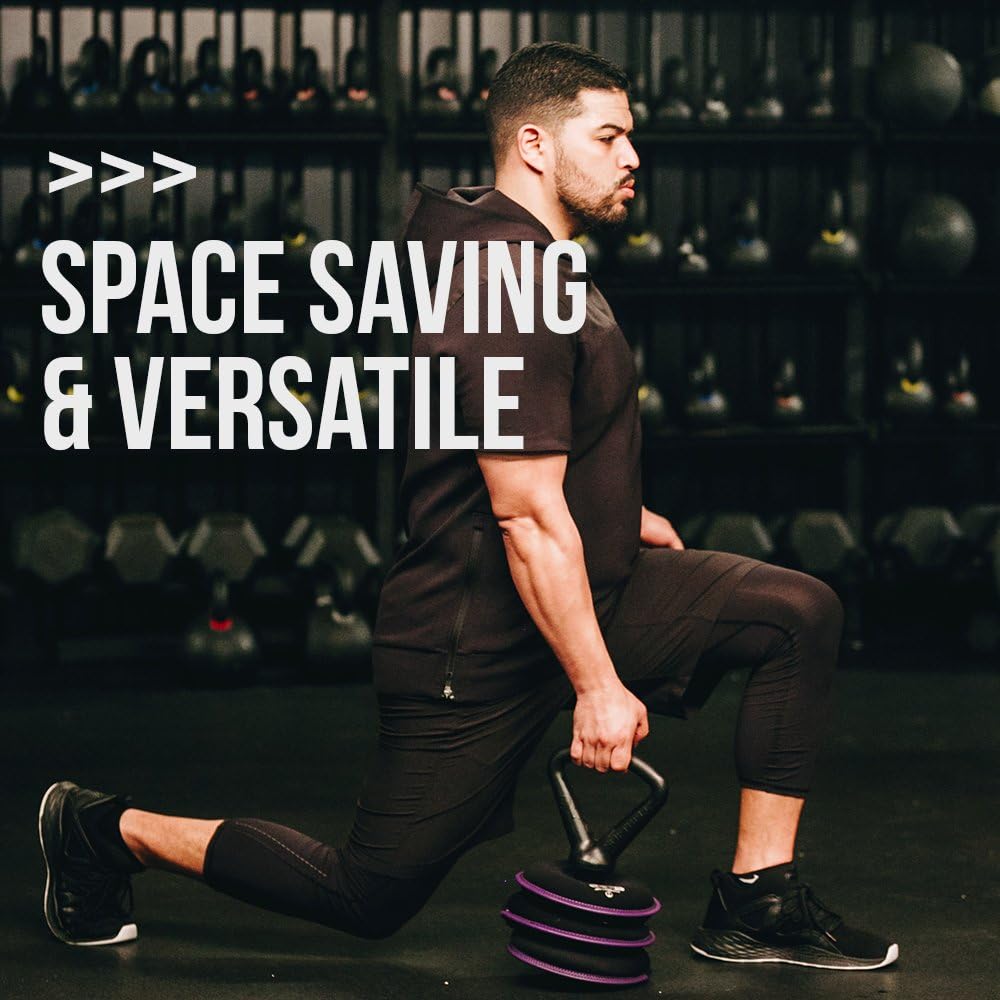 Hyperwear SoftBell Adjustable Kettlebell Set - Soft, Vinyl-Coated Weight Plates with Rubber Base - Versatile Home Gym Equipment - Compatible with SoftBell Barbell & Dumbbell