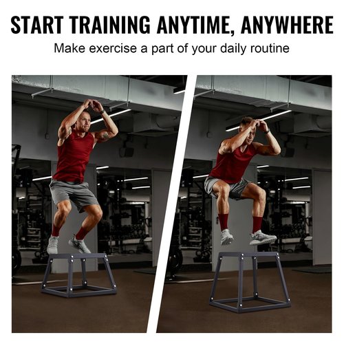 VEVOR Plyometric Jump Boxes, 12/18/24 Inch Plyo Box, Platform and Jumping Agility Box, Anti-Slip Fitness Exercise Step Up Box Set for Home Gym Training, Conditioning Strength Training, Black