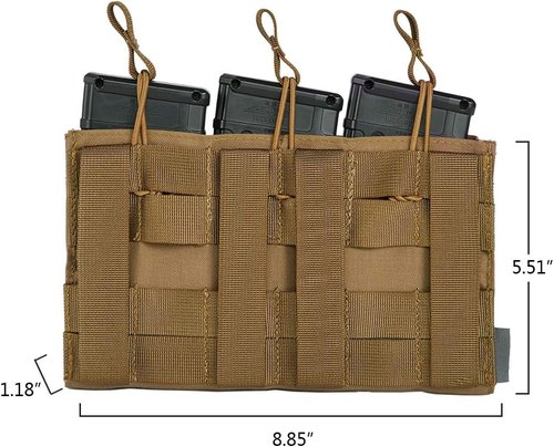 IDOGEAR Open-Top Triple Mag Pouch 5.56mm MOLLE Mag Pouch Multi-Purpose Magazine Holder for Outdoor Sports