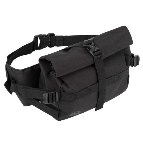 MTB Hip Pack Roll Top, Mountain Bike Waist Pack, Bike Fanny Pack, Lumbar Pack, Hiking Fanny Pack. Hiking Waist Pack, (4L) Black