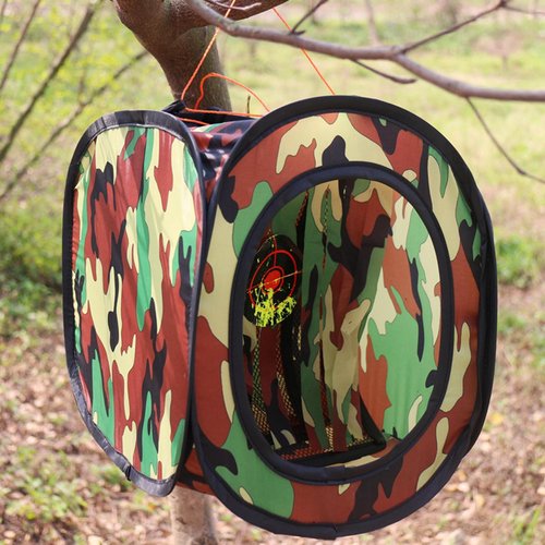 Wingswinmax Foldable Airsoft Target Tent Trap Slingshot BB Trap Net Auto Pop-up Shooting Target Tent BB Target Holder Case-Camouflage