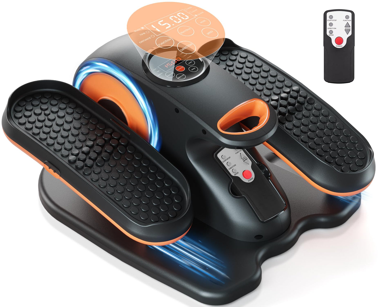 ARTHOOT Under Desk Elliptical Machine, Ellipse Exerciser as Seen on TV for Seniors with Remote Control & 12 Adjustable Speeds, Elliptical Machine for Home (Orange)