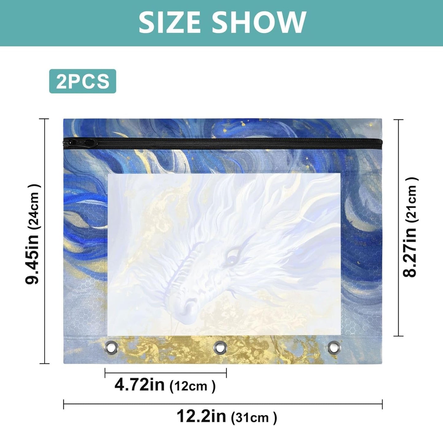 Largemouth Bass Fish 2 Pack 3 Ring Binder Pocket A4 Size Binder Pouches Clear PVC Loose Leaf Folder Sleeves Storage Bags for Files, Documents