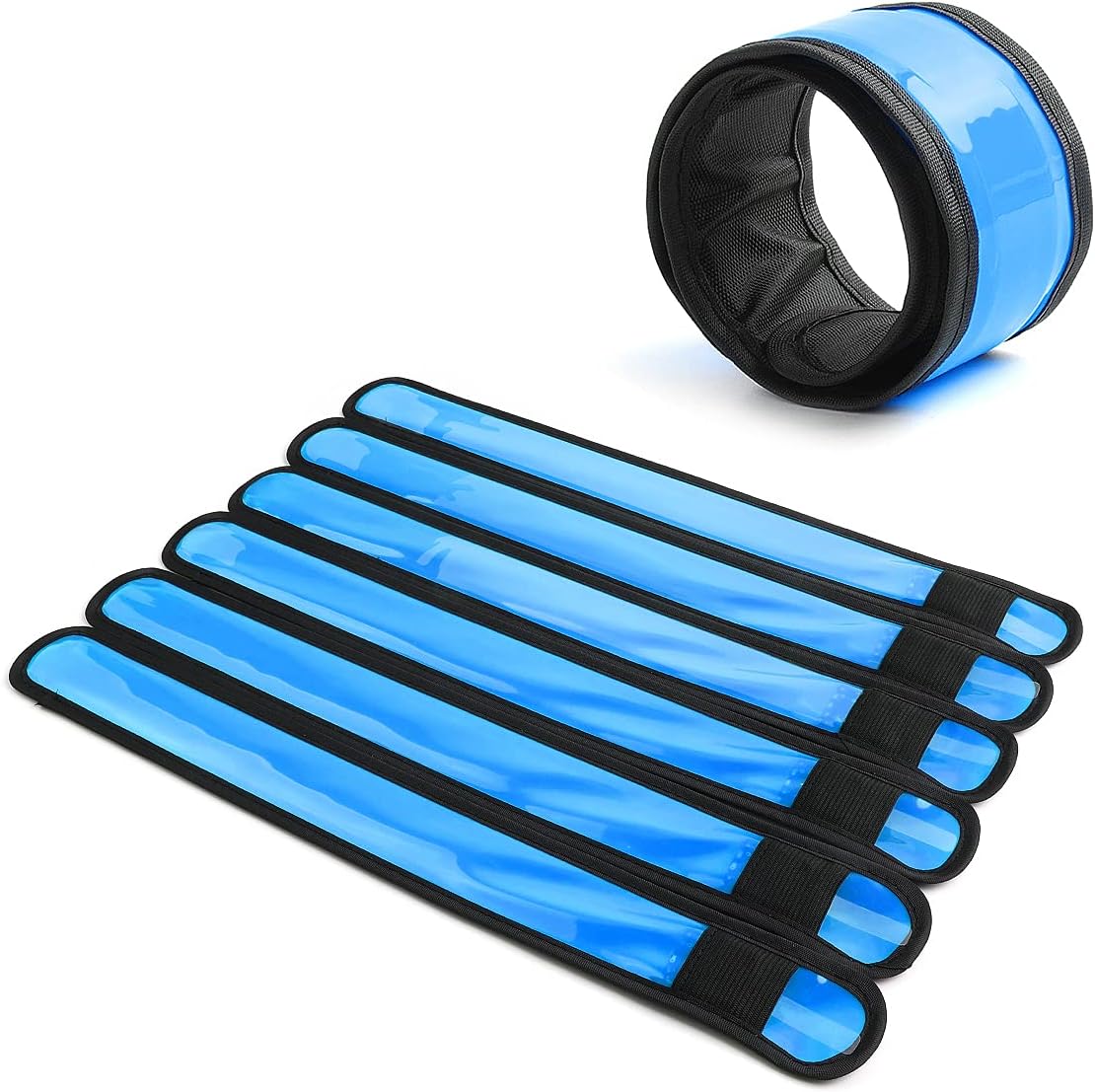 Pack of 6 LED Light Up Band Slap Bracelets Night Safety Wrist Band for Cycling Walking Running Concert Camping Outdoor Sports