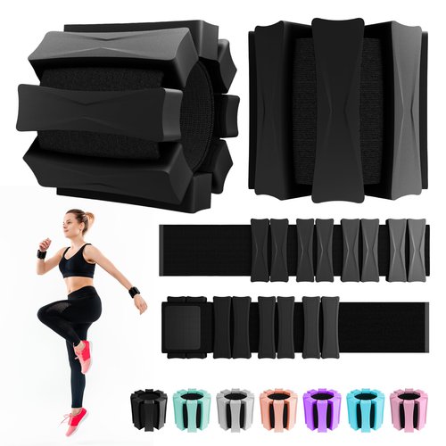 PEOERP Ankle Weights for Women Men, Adjustable Wrist Weighted Bracelet for Home Gym Workout, Walking, Running, Travel, Pilate, Yoga, Exercise,Barre,Strength Training. Set of 2 (1Lb Each) (Black)