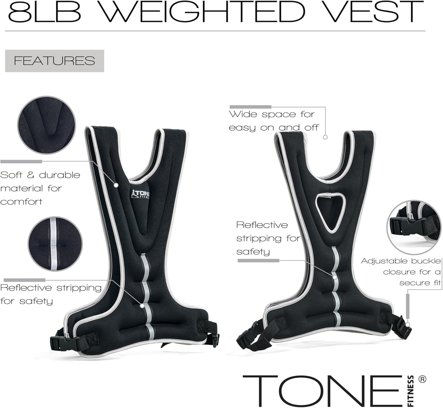 Tone Fitness Weighted Vest | 8lb or 12lb | Multiple Options