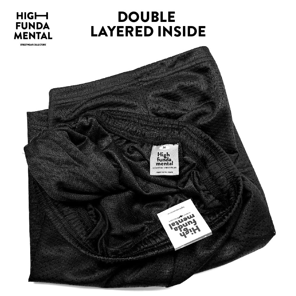 Highfundamental Men's Athletic Mesh Shorts with Drawstring 2 Pockets Lightweight Gym Workout Wear Basketball Shorts 8" Inseam Black
