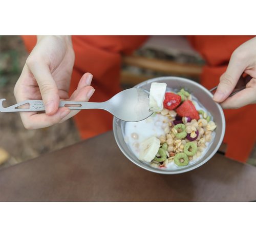 SANTTA Titanium 3-in-1 Camping Spork, Spoon, Fork & Bottle Opener Combo Utensil for Hiking and Travel