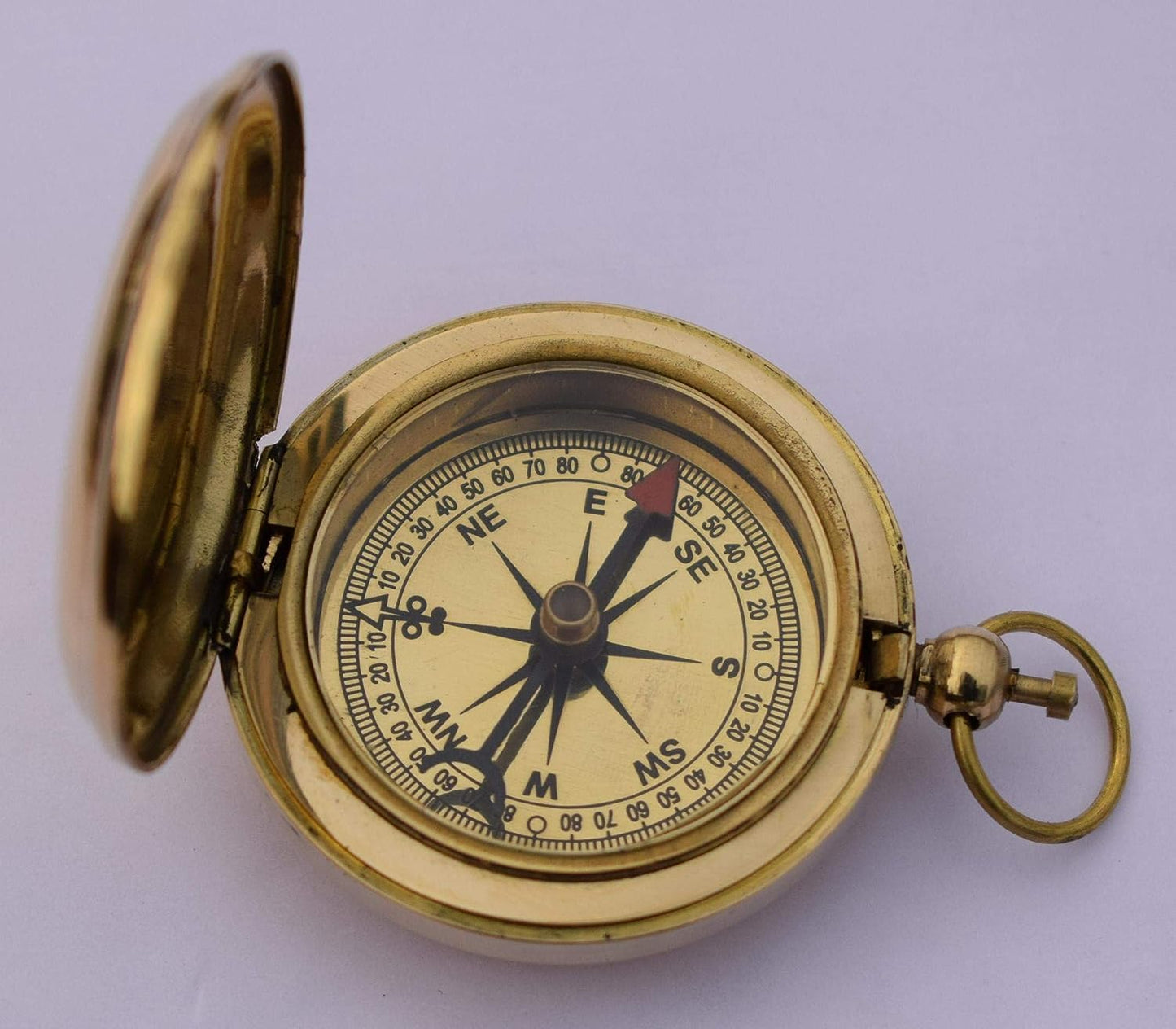 Antique Brass Compass Push Button Pocket Compass Nautical Navigation Tool for Outdoor Camping Travelling & Hiking