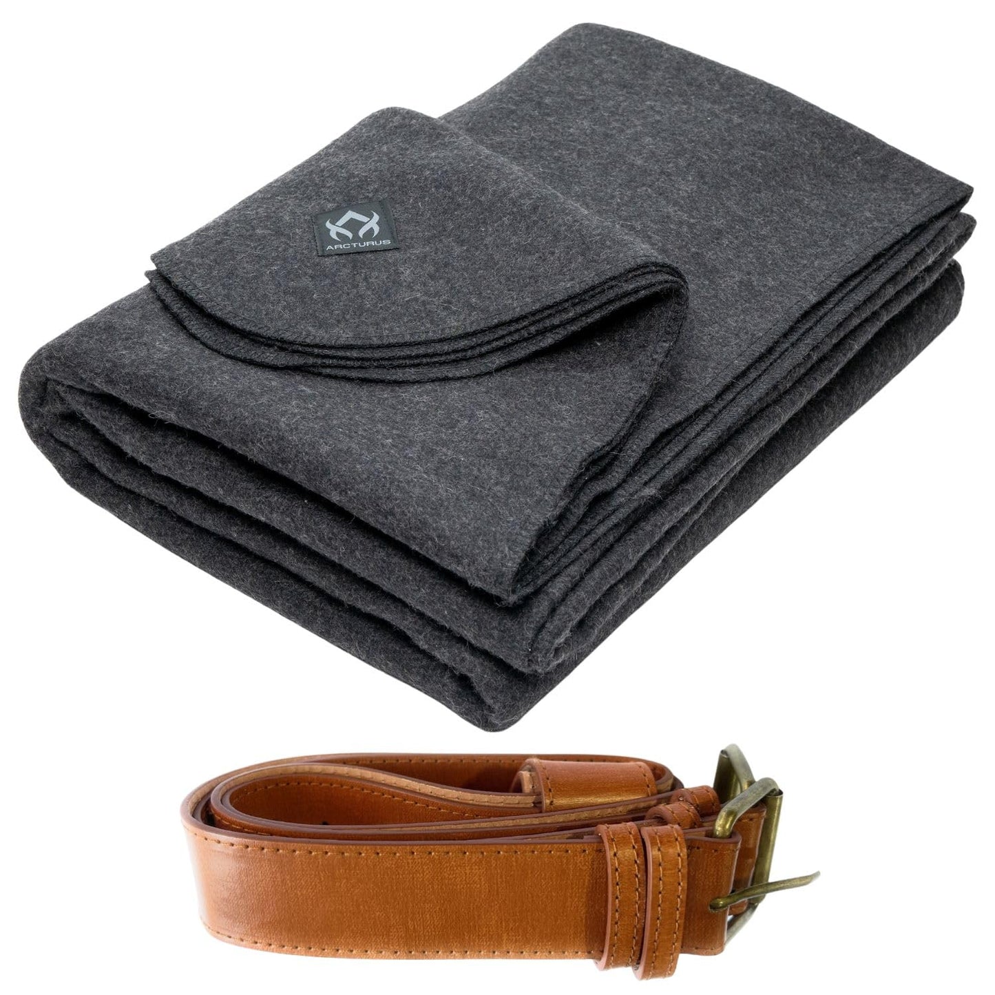 Arcturus Charcoal Wool Blanket and Carry Straps Bundle
