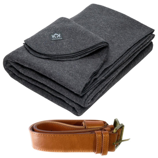 Arcturus Charcoal Wool Blanket and Carry Straps Bundle
